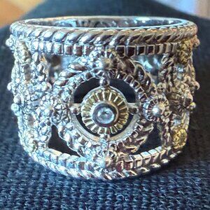Judith Ripka 18k & SS Garland Band Ring in Size 6